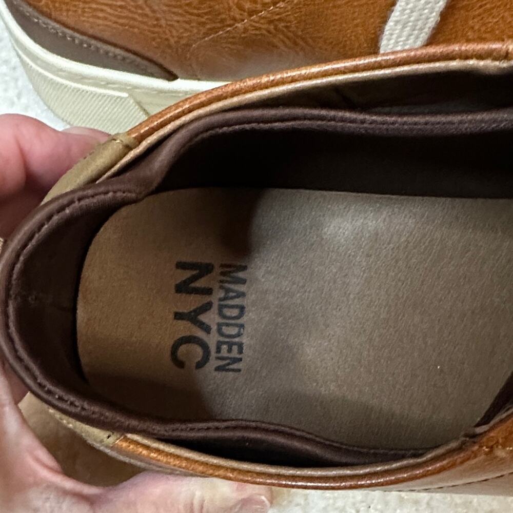 Men's Tan and Brown Leather Sneakers - Picture 3 of 8